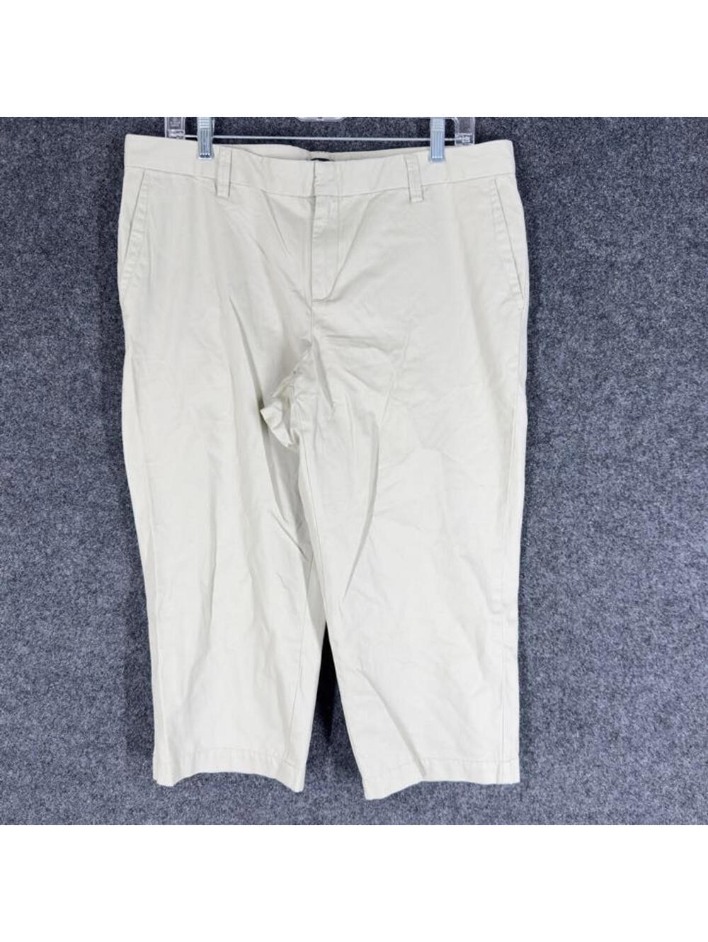 Gap Cropped Pants Women M Medium Gray Mid Rise Pockets Cotton Flat Front Casual